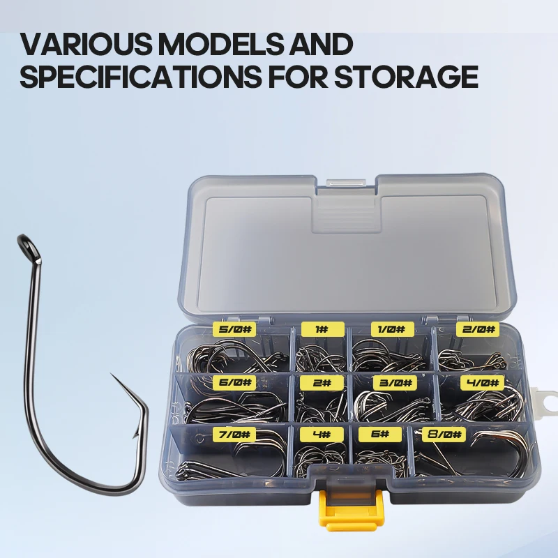 TAIYU-Juego de 160 piezas de Material de acero rico en carbono, anzuelo de pico de águila, anzuelo de pulpo con púas inversas, anzuelo afilado completo con caja - imagen 3