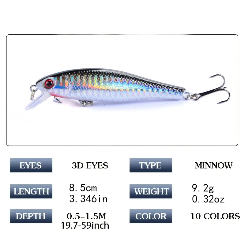 Señuelo minnow wobbler de plástico duro – Lanzamiento largo lubina y lucio - imagen 3