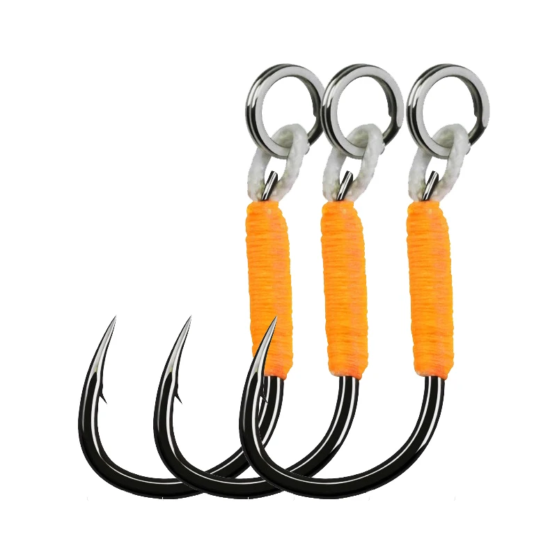 10 Uds. Señuelo de Pesca, anzuelo duro, plantillas de Pesca DIY, anzuelo de asistencia, anzuelos de plantilla individuales con púas, Pesca de acero rico en carbono