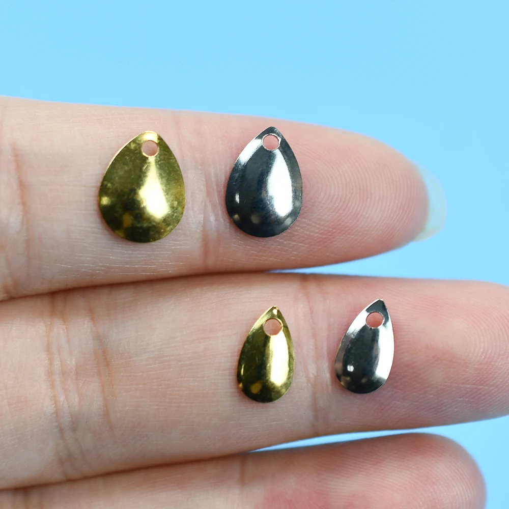 60 uds señuelo de gota de Metal, cuchillas giratorias, cebo duro suave, accesorios DIY, hojas giratorias doradas y plateadas para Señuelos de Pesca - imagen 5