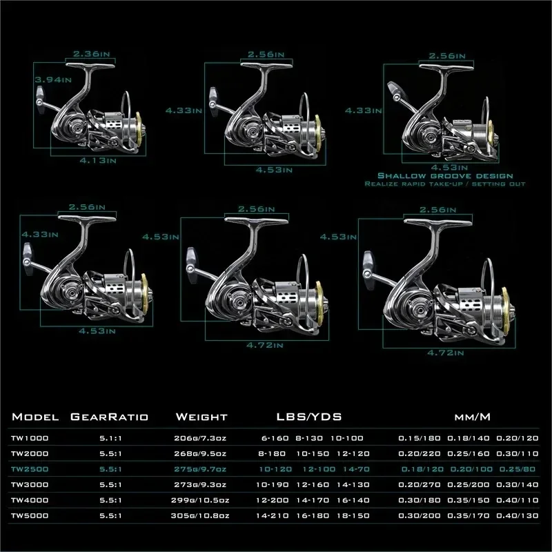 Okuma carrete de pesca totalmente metálico 15KG12 + 1BB carrete de pesca con rueda giratoria de potencia carrete poco profundo adecuado para todas las áreas de agua 1000-5000 - imagen 4