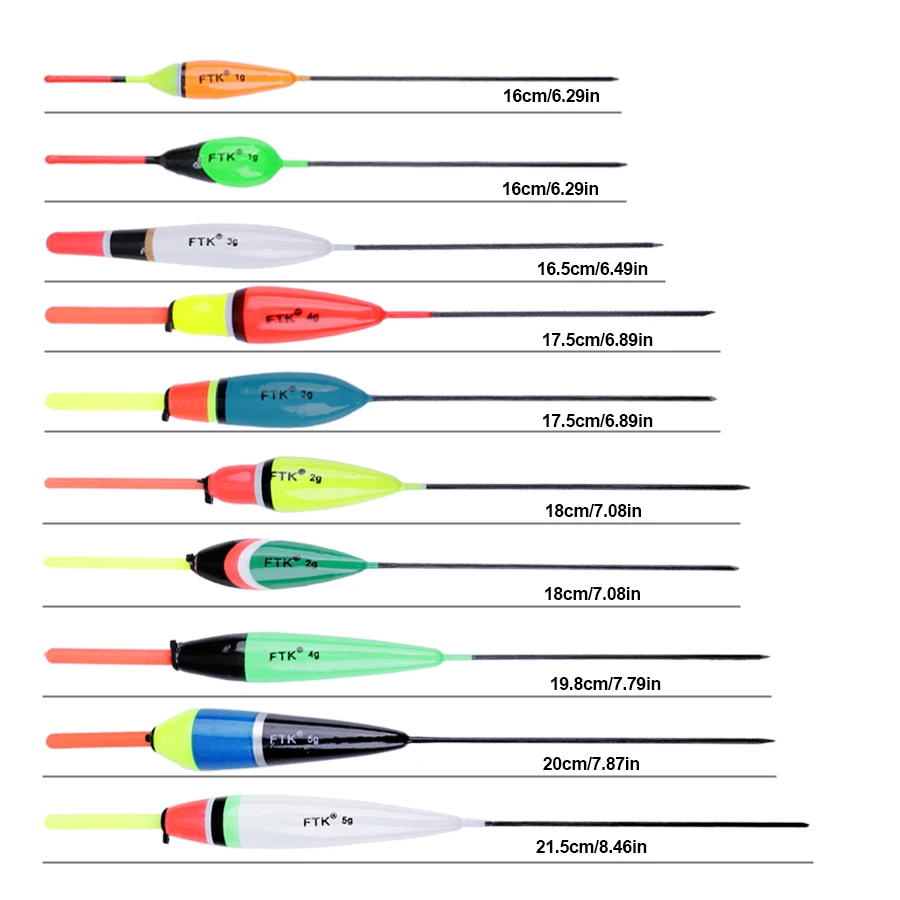 NGB 10 Uds Barguzinsky Fir flotador de pesca de carpa 1g 2g 3g 4g 5g Bobber Light Stick flotador boya para aparejos de pesca - imagen 2