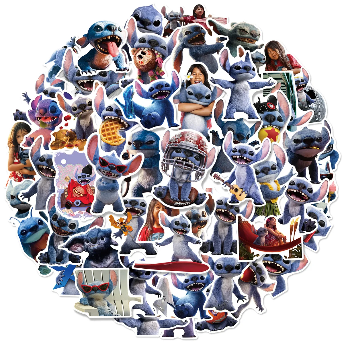 50 Uds. De pegatinas de película de Lilo Stitch de Disney DIY para álbum de recortes, teléfono, guitarra, maleta para portátil, calcomanías impermeables, pegatinas, juguetes para niños - imagen 3