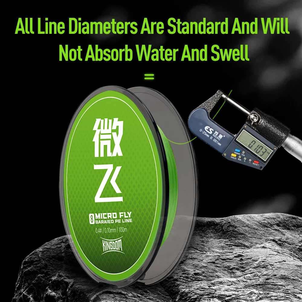 Kingdom Micro línea de pesca con mosca 100m 8 hebras trenzadas más apretadas Japón multifilamento de fundición lejana línea de PE para pesca de carpa Lucio - imagen 5