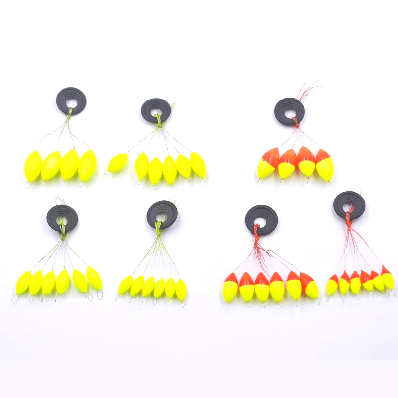 MNFT 60 uds flotador de siete estrellas frijoles rojo amarillo ovalado frijoles espaciales flotador accesorios de pesca de carpa Mini flotador de pesca ovalado - imagen 4