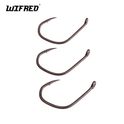 Wifreo 20 piezas 1/0 2/0 3/0 anzuelo loco de alta resistencia negro mate manivela de acero alto en carbono anzuelo de gusano lubina aparejos de pesca dorados