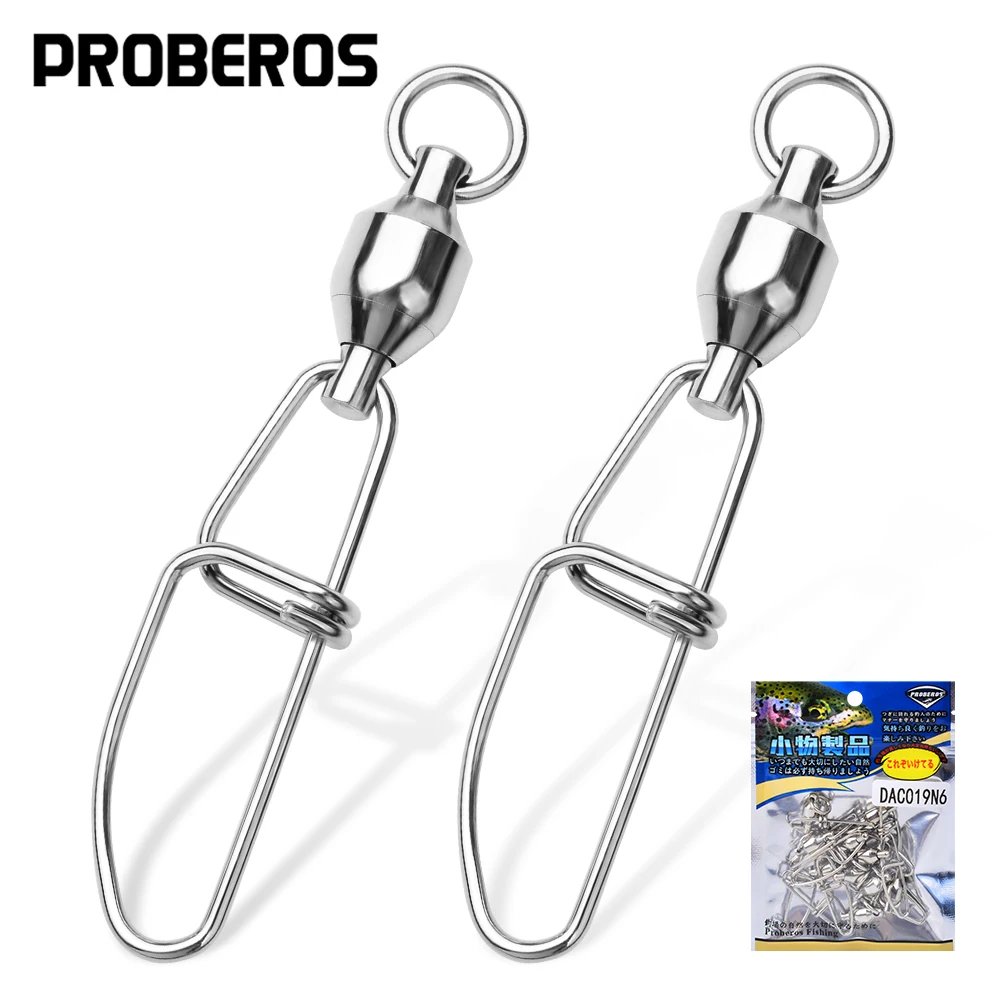 Proberos 20 piezas giratorios rodamiento de bolas de pesca Snap enclavamiento Snap conector giratorio de pesca de agua salada de acero inoxidable