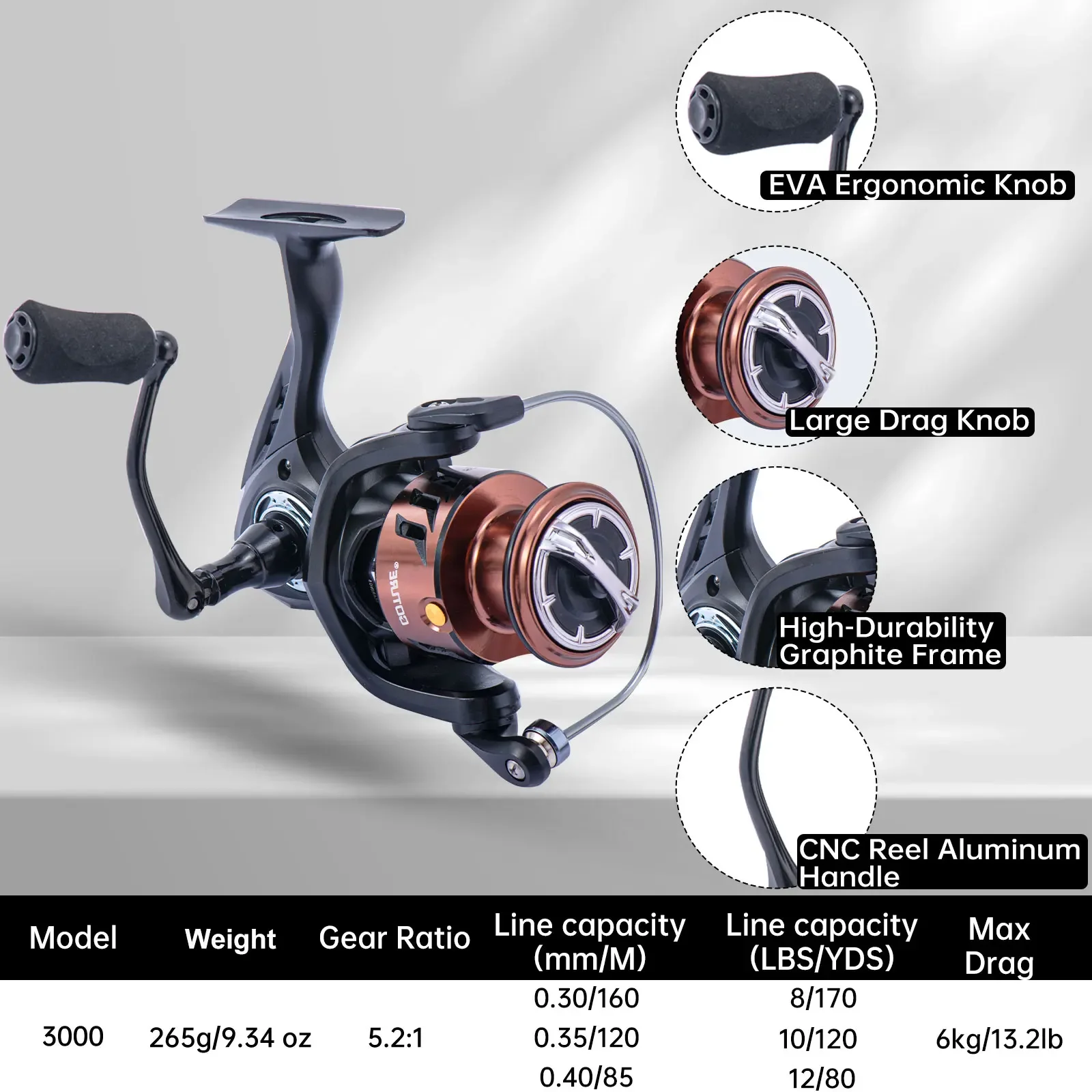 Goture-caña de pescar giratoria y carrete Combo de 1,8 M, caña telescópica con carrete 5,2: 1, arrastre máximo de 4kg con accesorios para Pesca, Juego de Pesca - imagen 4