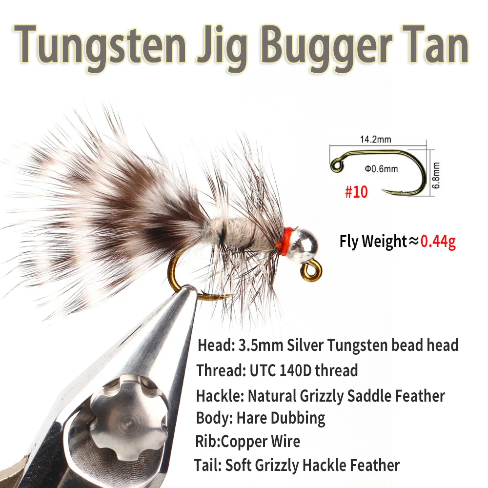 ICERIO Plantilla de tungsteno para pesca de trucha, plantilla de hundimiento rápido, Grizzly, Hackle, ninfa, Streamer, trucha, lubina, moscas - imagen 2