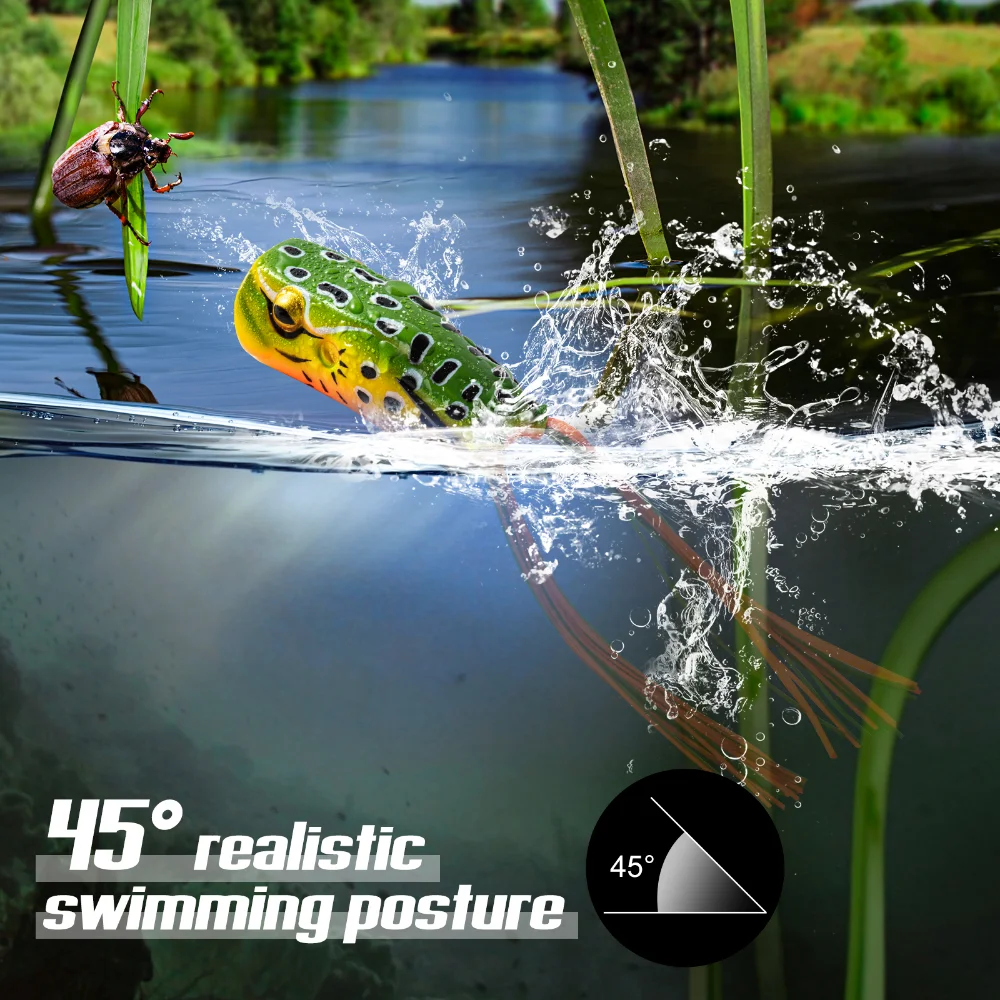 Goture-señuelo de pesca Topwater para lubina, calidad Premium, tipo RANA, Kit de señuelos blandos para pesca en agua salada y dulce, 6cm/16g, 10/15 piezas - imagen 3