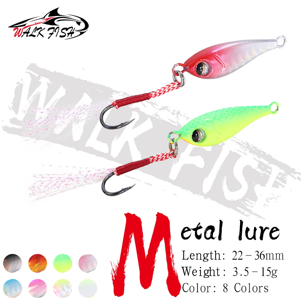 WALK FISH nuevo plantilla de Metal 3D 3,5g 7,5g 10g 15g pez biomimético de mar placa de hierro cebo Wobbler Artificial océano barco señuelo de pesca