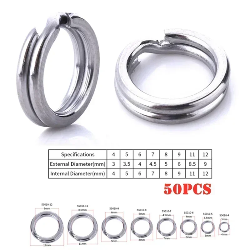 Doble anillo de pesca de alta resistencia de 4mm a 12mm, equipo de pesca de acero inoxidable, conector de diámetro de anillo dividido, accesorios de artículos de pesca - imagen 5