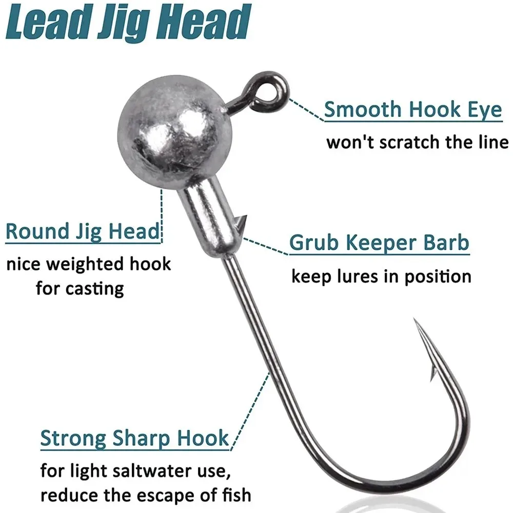75 Uds. Cabezas de anzuelo de pesca, anzuelos redondos, Señuelos de pesca, cabezas de anzuelo tipo tipo Crappie, anzuelos para lubina, trucha, tipo tipo de pez, aparejos de pesca dorados - imagen 3