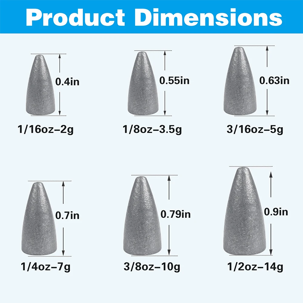 30 Uds. Plomo de pesca tipo bala, pesas de gusano, plomos deslizantes para pesca de lubina, aparejos de pesca de Texas, aparejos de pesca de agua dulce y salada - imagen 3