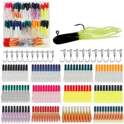 Kit Señuelos Tubo con cabezales jig head y vinilo para lubina y trucha