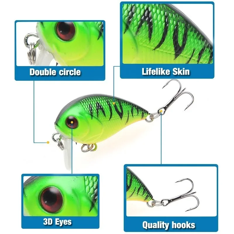 Señuelo de pesca Minnow, cebo duro, Wobbler, cebo de plantilla, Crankbait, rayas, lubina, aparejos de pesca, SwimBait, 45mm, 7g, 1Pc - imagen 2