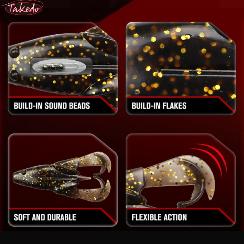 TAKEDO 3 unids/set 7,5 CM 8G Material TPR señuelo de pesca de rana cebos artificiales cebo suave con cuentas de sonido Wobblers para cabeza de serpiente - imagen 3