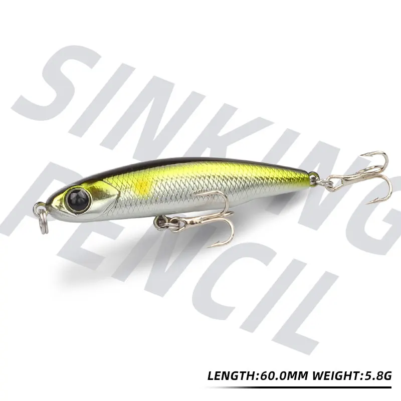 Magic Works-señuelos de pesca duros con lápiz, vibrador que se hunde, Wobblers, 5,8g, 60mm, cebos de pesca artificiales, aparejos de pesca para lubina - imagen 3