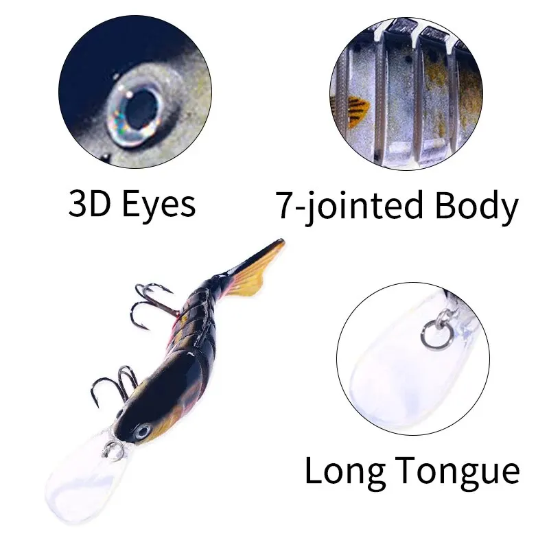 Swimbaits multiarticulados, señuelo de pesca duro Artificial, 14,5g, 11,2 cm, 7 segmentos, biónico, lengua larga, Wobbler - imagen 5