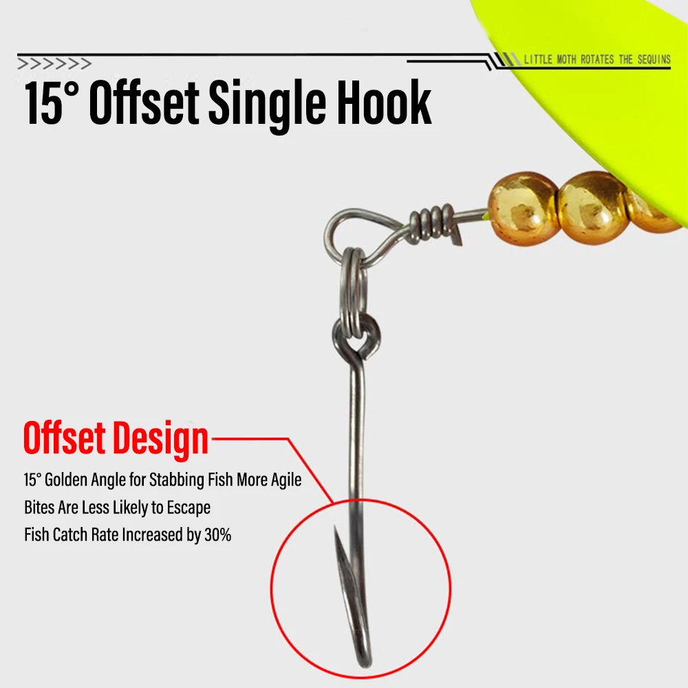 2.5g-10g Inline Spinner Fishing Lure Jig Head with Single Hook 15°Offset Hook UV Coating 3D Eyes for Bass Trout - imagen 4