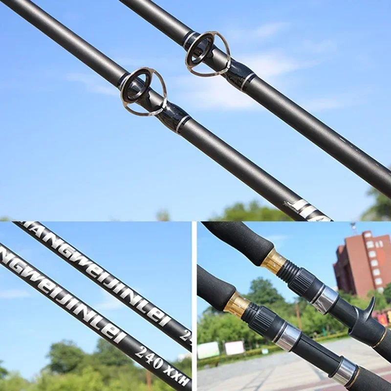 2,1 m 2,4 m 2,7 m Superhard XXXH fuerte señuelo giratorio caña de pescar 2 secciones carbono Baitcasting peso 50-300g caña de pescar - imagen 3