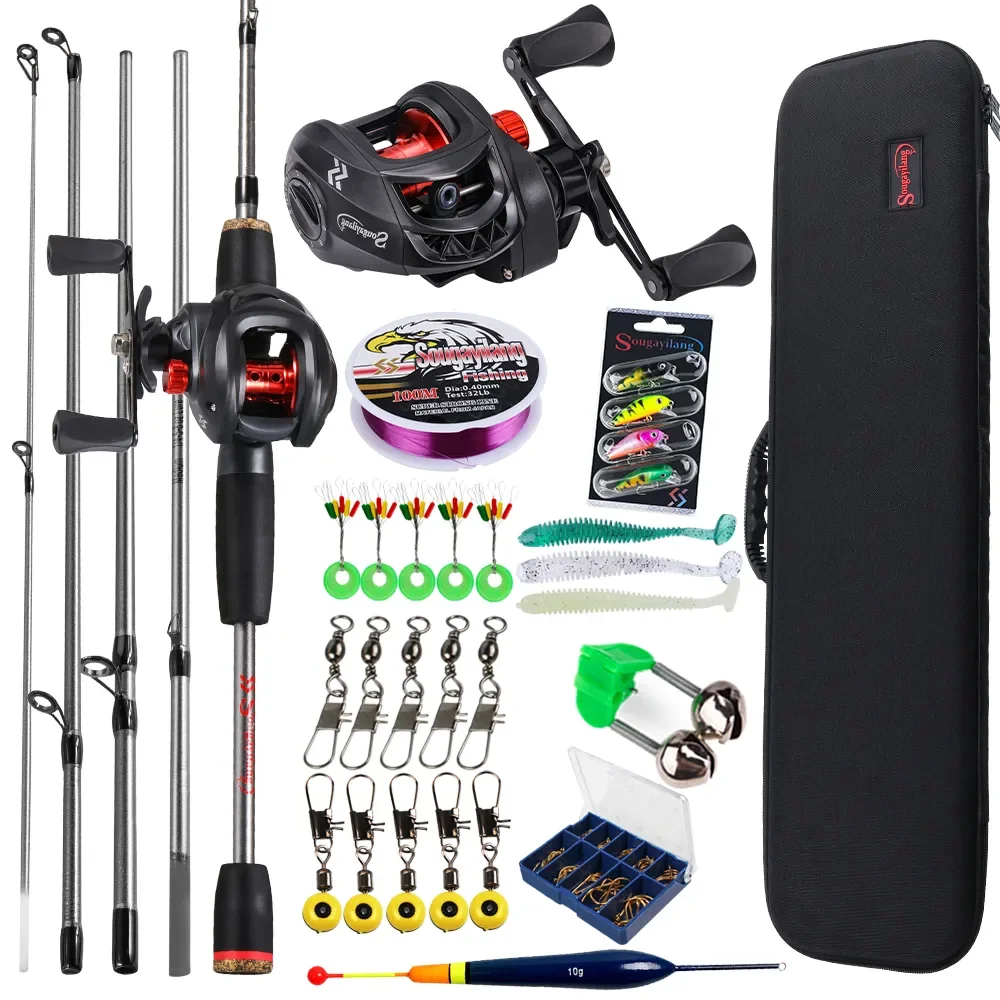 Combo baitcasting Sougayilang caña y carrete para carpa y lubina