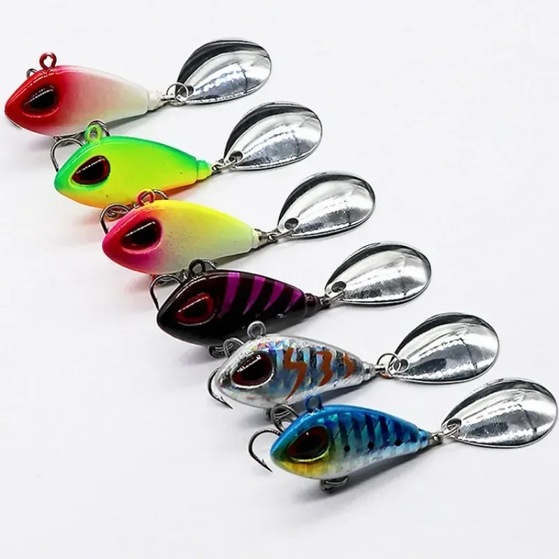 1 Uds Mini VIB con cuchara Señuelos de Pesca 6g 10g 17g 25g 2cm señuelo aparejos de pesca Pin Crankbait vibración Spinner cebo que se hunde - imagen 3