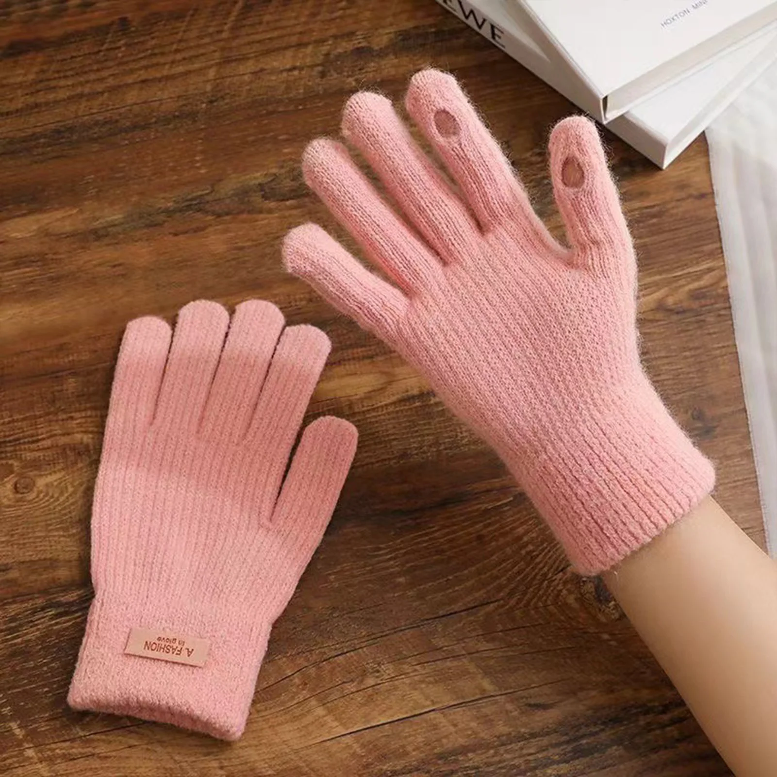 Guantes cálidos de invierno para exteriores para mujer, ciclismo, pesca, Camping, guantes de terciopelo a prueba de viento, manoplas de punto de felpa gruesas con pantalla táctil - imagen 3