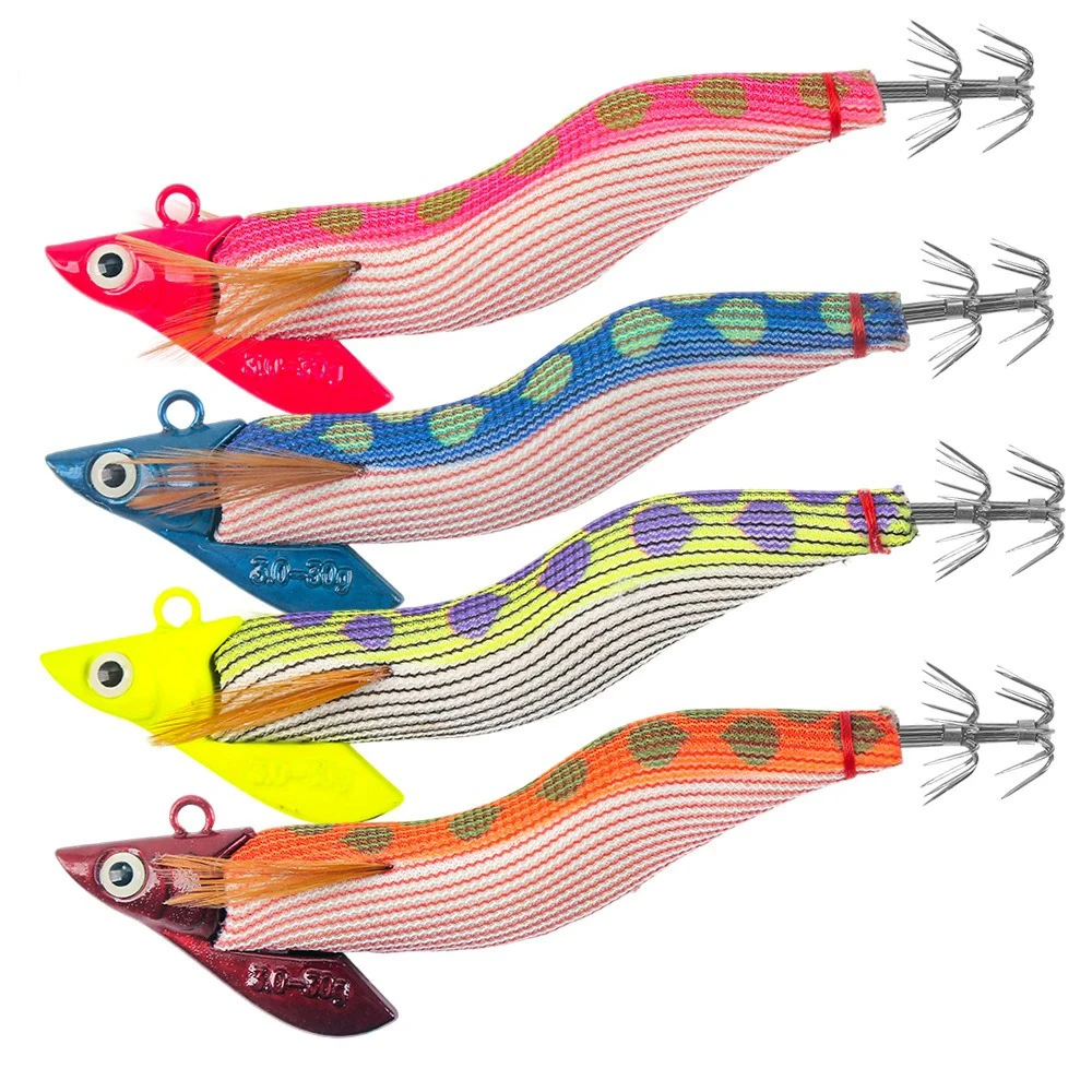 1 pieza 3.0 # Plantillas luminosas de calamar y camarones, juego de señuelos de pesca en el mar, sepia Artificial, pulpo, pesca de invierno, 30g
