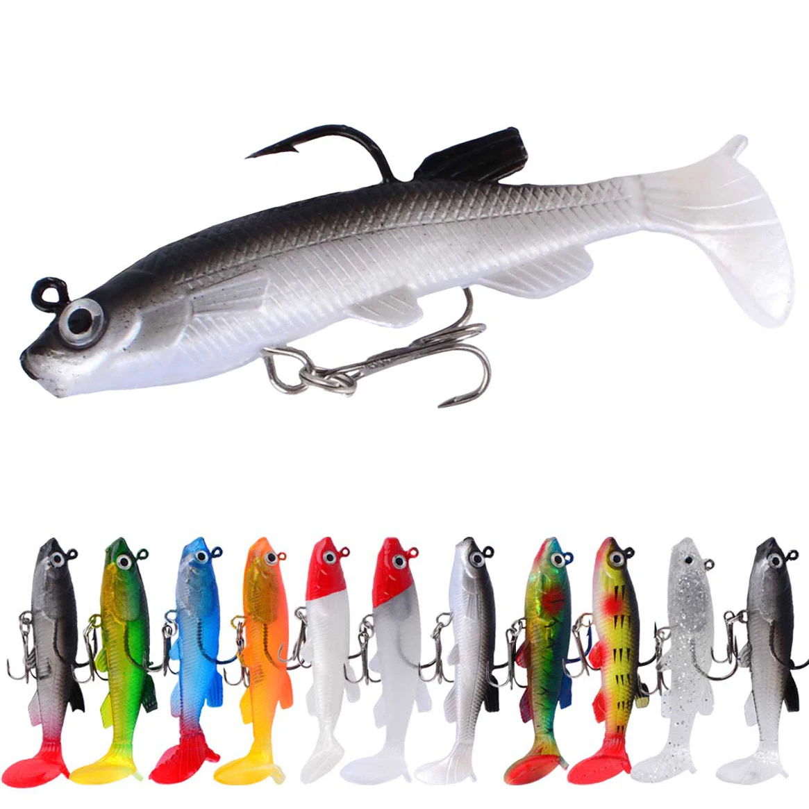 Señuelo jig head de vinilo hundimiento cola T trizada para lubina