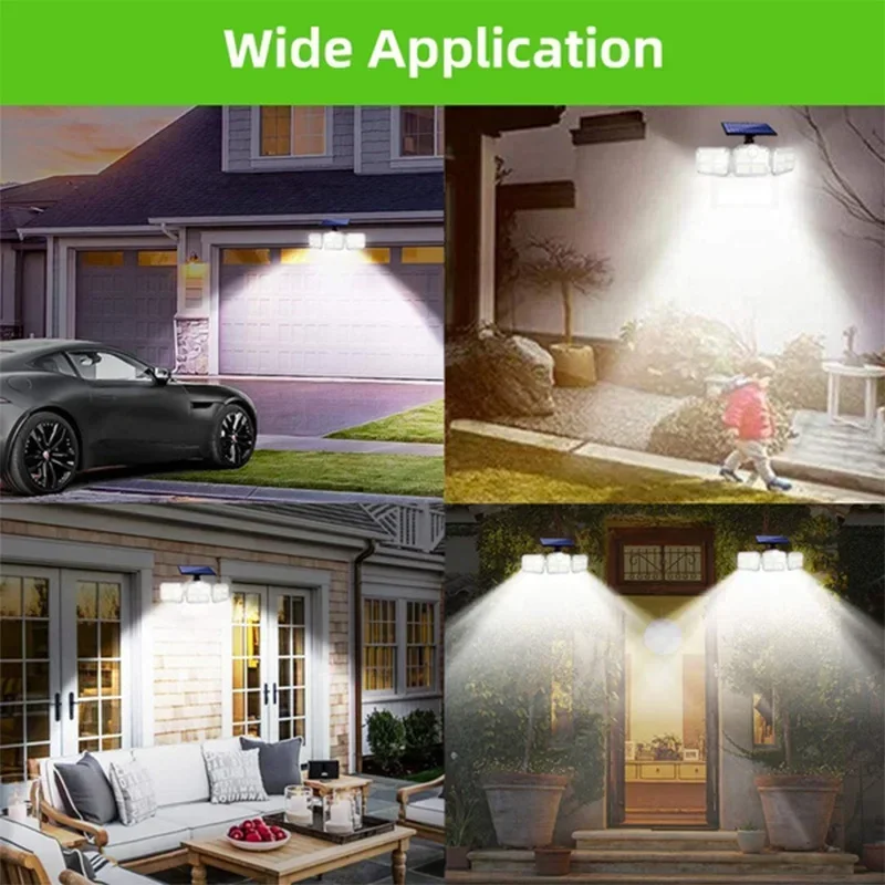 Luces solares con Sensor de movimiento para exteriores, lámpara de pared con cabeza ajustable de inducción humana, impermeable IP65, 138LED, novedad - imagen 5