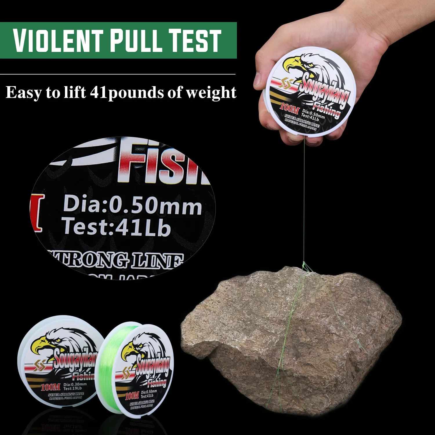 Sougayilang-sedal de pesca de nailon de 100M, hilo de monofilamento de 11-41lb, sedal de pesca de carpa suave e invisible, artículos de pesca - imagen 5