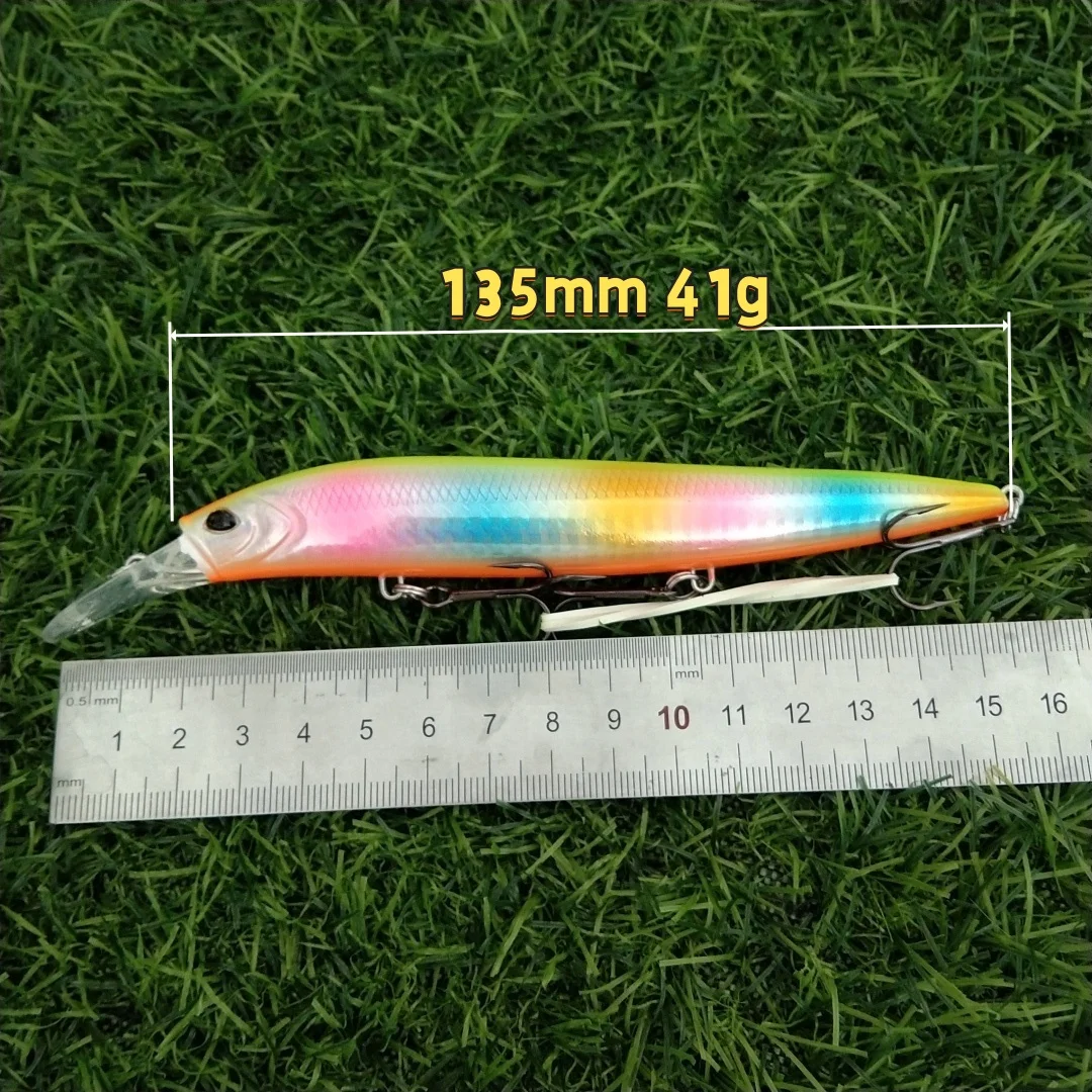 Noeby Minnow-señuelo de pesca duro, 135mm, 41g, Wobblers que se hunden, acción de trucha, lubina, aparejos de pesca de agua salada - imagen 5
