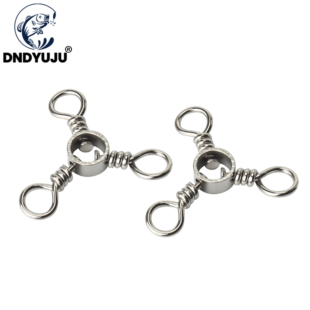 DNDYUJU-aparejos terminales de acero inoxidable, de tres vías Trigeminal conector giratorio, accesorios de aparejos de pesca, 10 Uds.