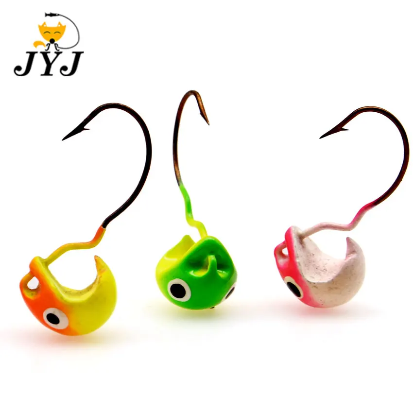 JYJ 10g 3 uds anzuelo de pesca de jigging, anzuelos de vaso para aparejos de gusano de grub suave, anzuelos de carbono afilados - imagen 3