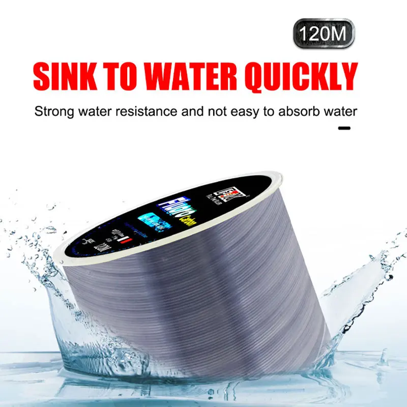 Línea de pesca con revestimiento de fluorocarbono de 120M, 0,20mm-0,60mm, 7,15LB-45LB, línea líder de fibra de carbono, señuelo de pesca, línea de hundimiento de alambre Japón - imagen 5