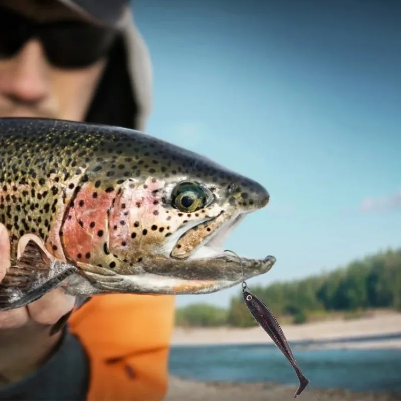 Señuelo Minnow vinilo 8,4 cm ojos 3D pintados a mano cola en T - imagen 4