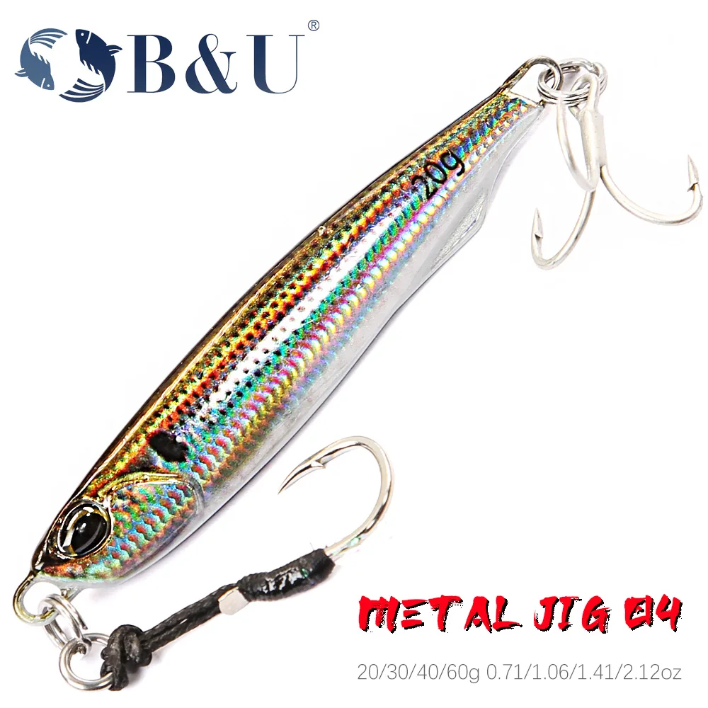 B & U-plantilla de Metal para Jigging, señuelo para lubina, plantilla de fundición para atún, señuelos de fundición larga, cebo Artificial giratorio, cuchara para pesca en agua salada