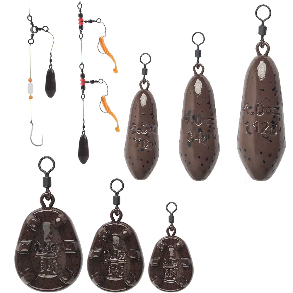 3Pcs Drop shot Carp Fishing weight Carp sinker with swivel for Catfish Surf Trolling jig lure fishing Tackle  2/2.5/3/3.5/4OZ
