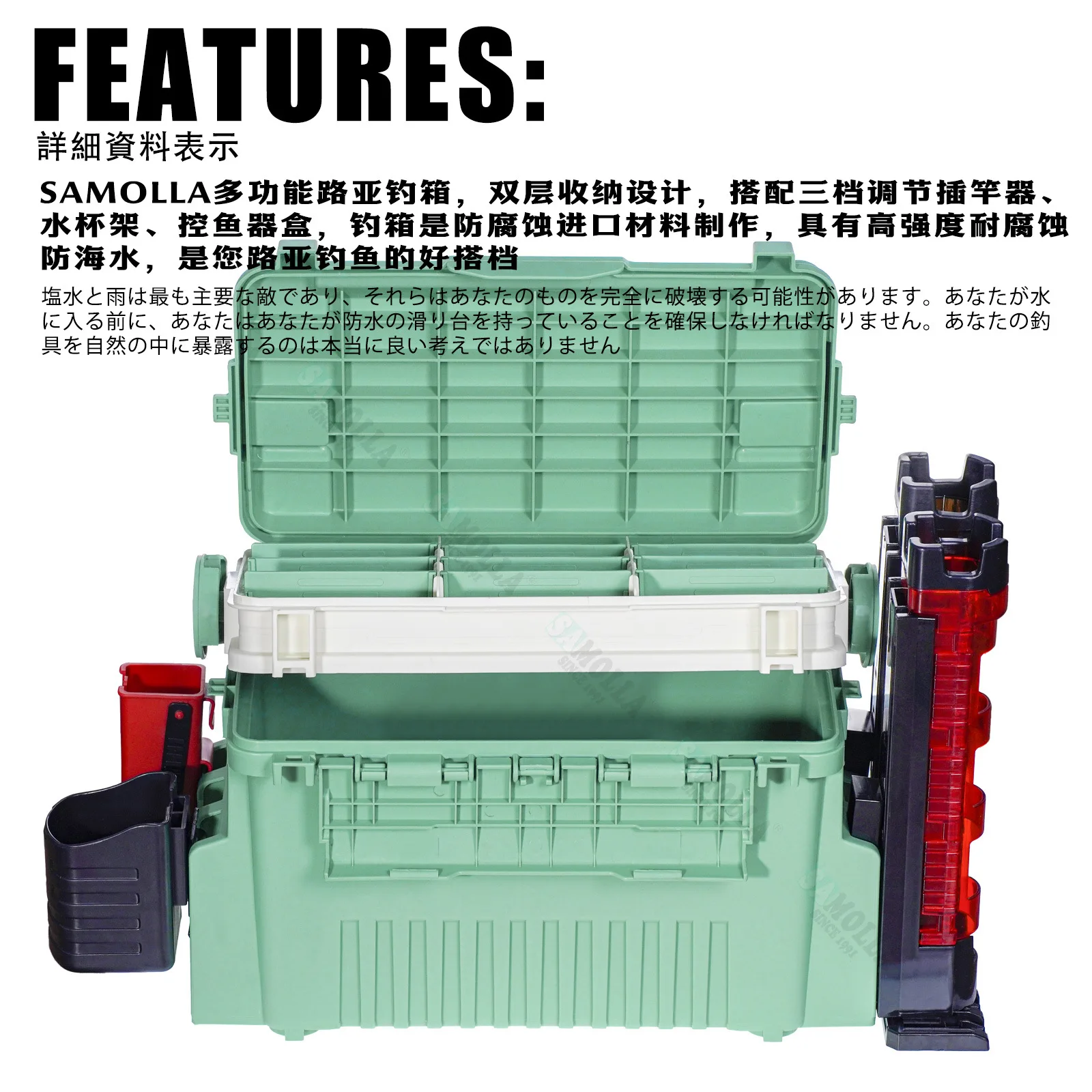 Nueva caja de pesca grande, caja de señuelos multifunción, compartimentos de varios pisos de alta calidad, accesorios de plástico, contenedor de aparejos - imagen 4