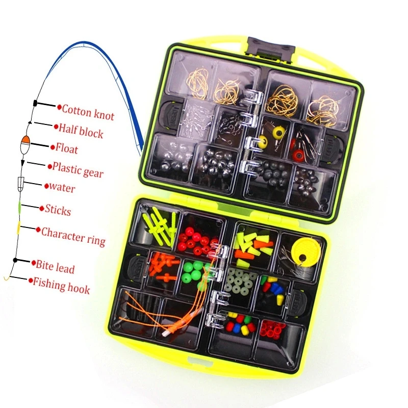 Kit de aparejos de pesca en roca, 184 Uds., 24 tipos, juego de accesorios de fundición de Surf portátil con señuelos blandos, plantilla giratoria, anzuelos de plomo, caja de herramientas - imagen 3
