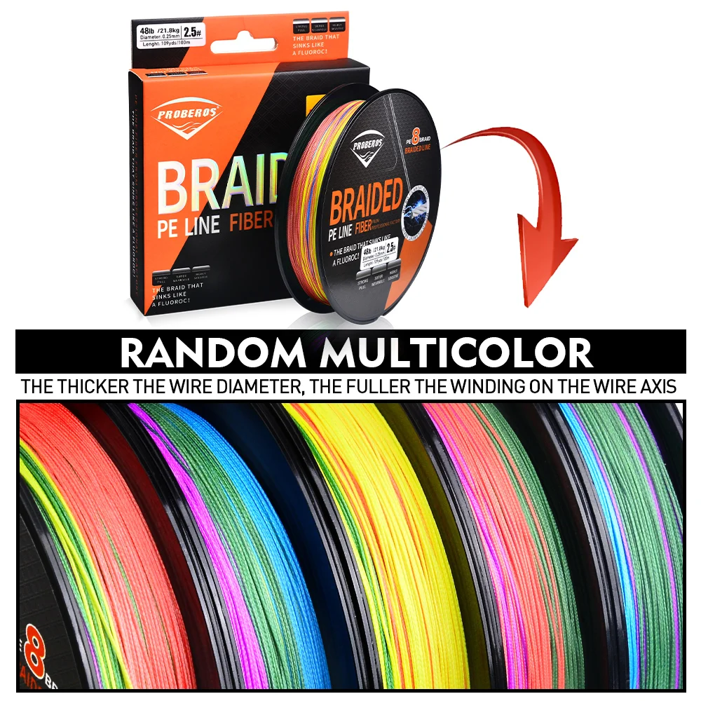PROBEROS-sedal de pesca trenzado súper fuerte, 8 hebras, multifilamento de 100m/109YDS, línea trenzada antiabrasión, disponible en 22-10 - imagen 4