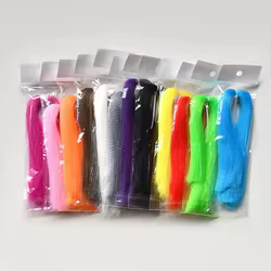 1 paquete de fibra rizada prensada, fibras de pececillo rizado, pelo sintético largo, materiales para atado de moscas para Streamer, moscas, señuelo de pesca de trucha