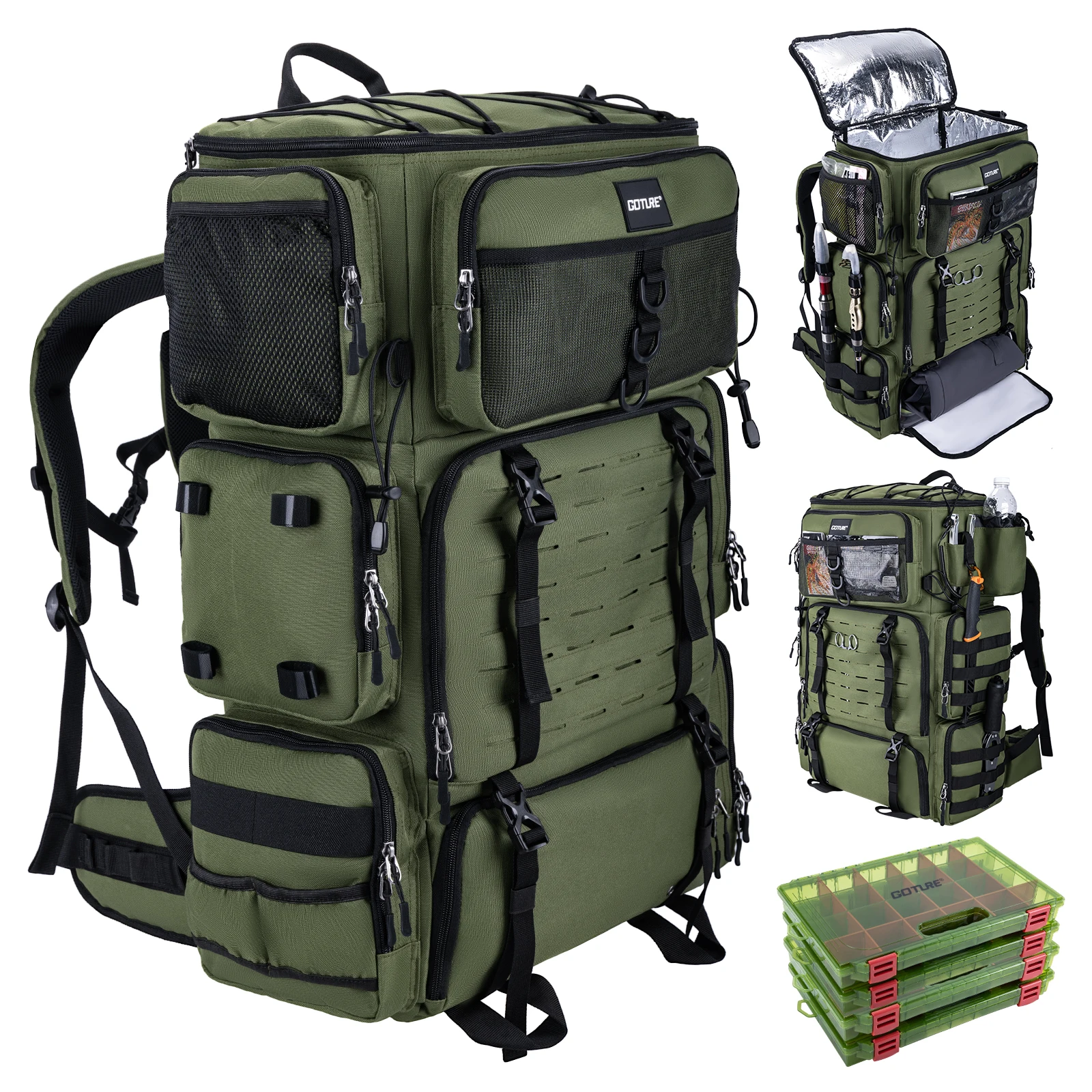 Mochila de pesca Goture 72L bolsa térmica seco/húmedo