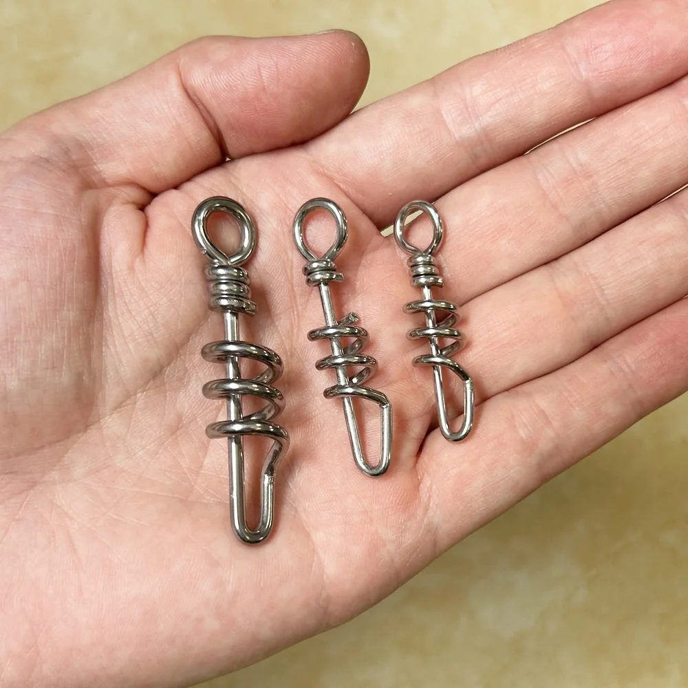DNDYUJU, 10 Uds., Pin de señuelo de pesca de acero inoxidable, hebilla en forma de hilo, gancho a presión, conector de señuelo para accesorios de pesca en el mar - imagen 5