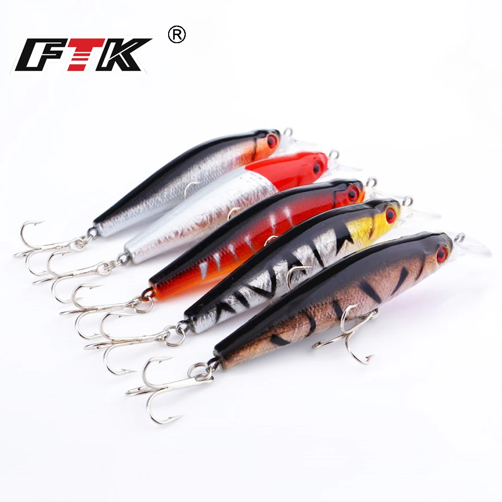 FTK 8,5g 8,5 cm señuelo de pesca Minnow ojos 3D cebo Artificial duro señuelos nadar Jerkbait Wobblers aparejos de pesca - imagen 2
