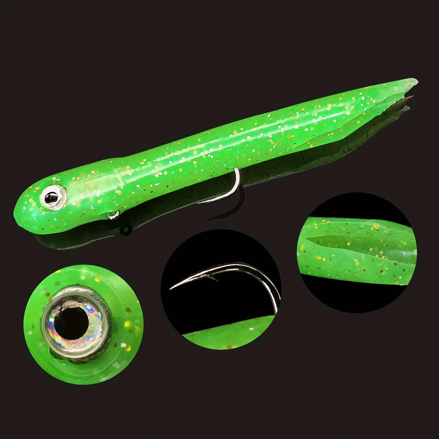 ANFS 2 uds Kit de señuelos blandos 3D ojo señuelo de pesca juego de señuelos de silicona cebo Artificial gusano - imagen 2