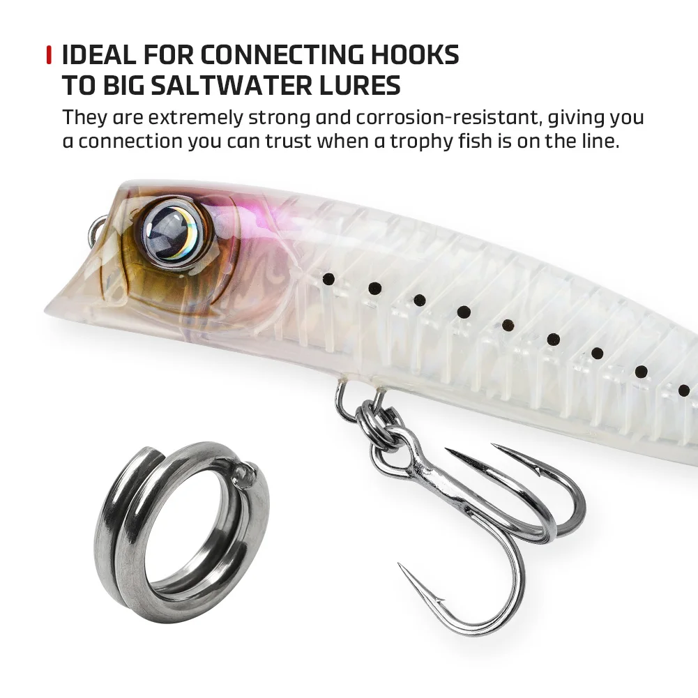 Anillos divididos de acero inoxidable con potencia de alambre ultra pesado NOEBY # 7 # 8 # 9 # 10 anillos divididos para aparejos de pesca Offshore Big Game Bluefin Tuna GT - imagen 5