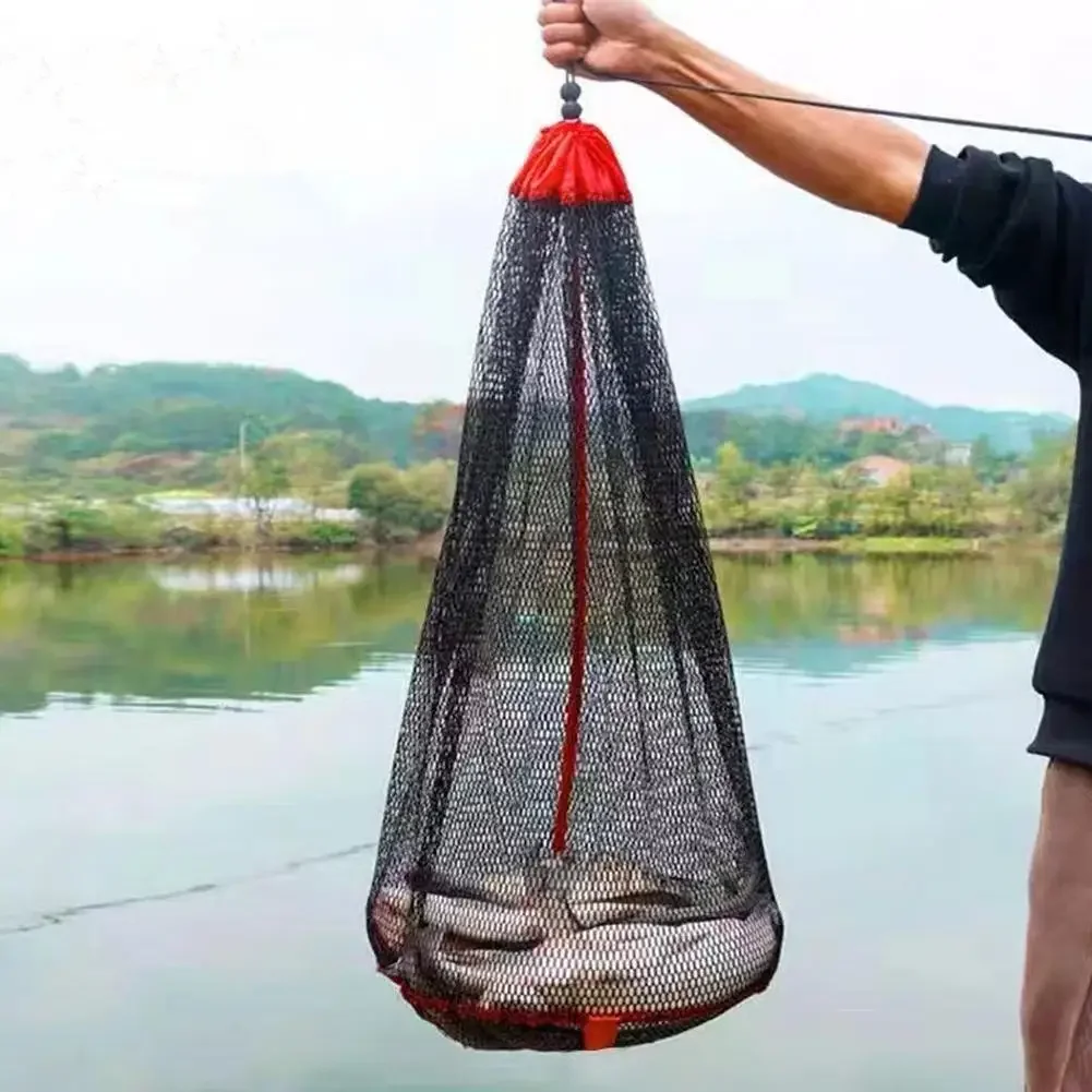 Bolsa de red plegable para peces, trampa flotante de nailon, monofilamento, paquete de pesca, pesca en la boca, enmalle pequeño, accesorios de red de malla gruesa E2Q3 - imagen 2