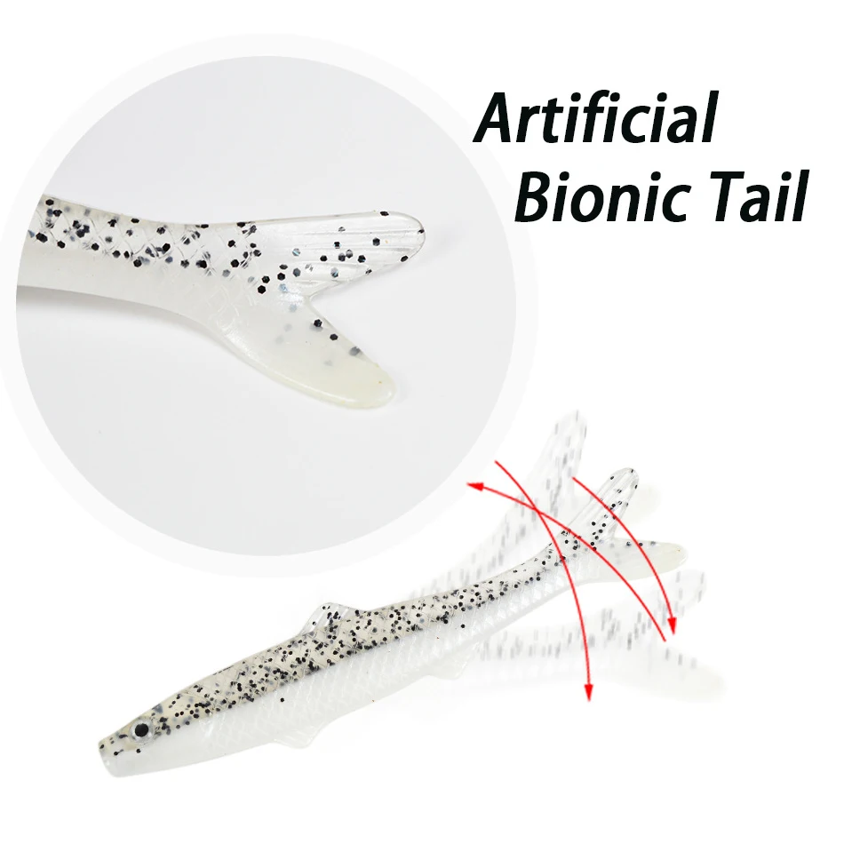 3 unids/lote 3,7g/7,7g/13g bicolor PVC señuelo falso señuelo cebo suave forktail cebo de pescado suave simulado - imagen 4